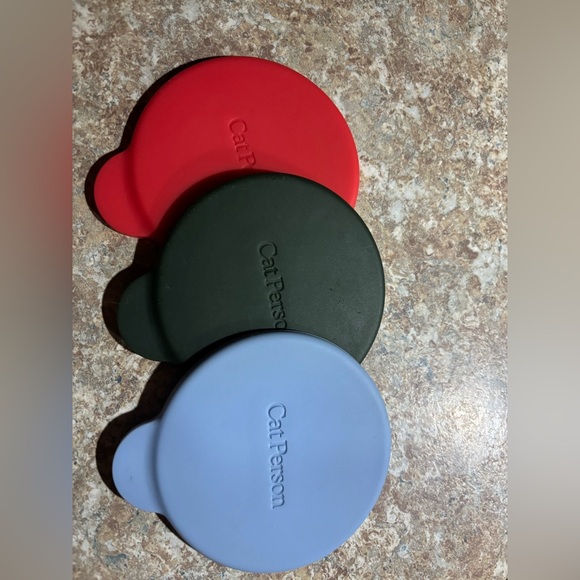 cat person Other - Cat Person Silicone Lid Set - Red, Green, Light Blue. - Small
